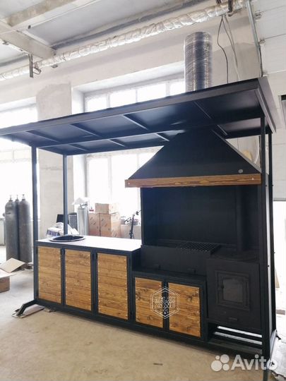 Мангал с крышей, мангал, печь