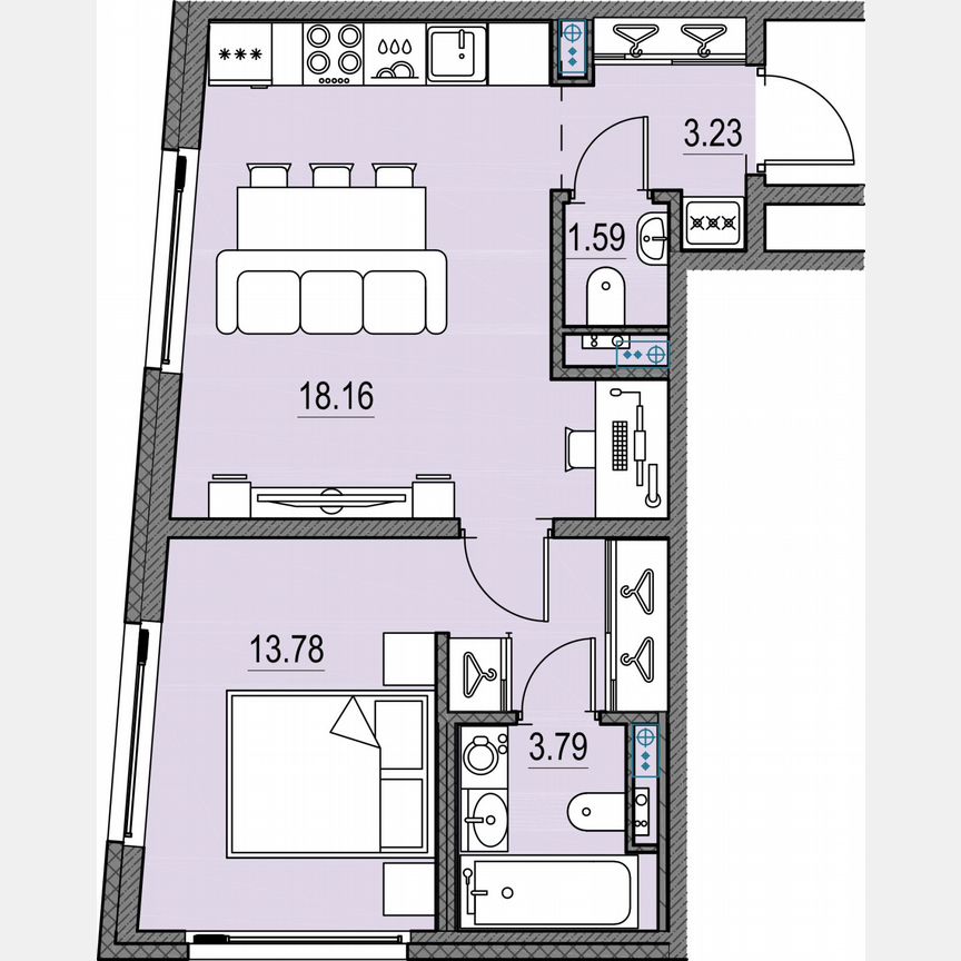 1-к. квартира, 40,1 м², 6/17 эт.