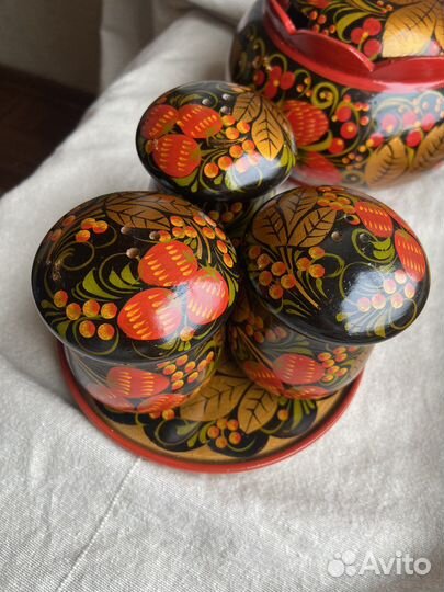 Набор для специй, деревянный набор хохлома