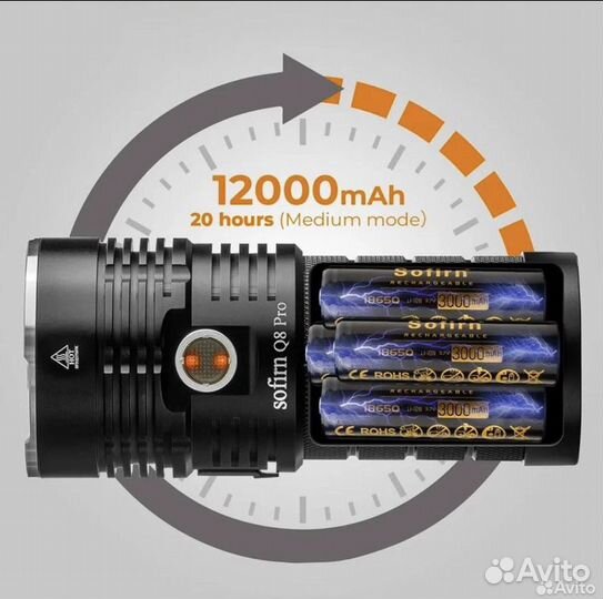 Фонарь sofirn софирн q8 pro с аккумуляторами новый