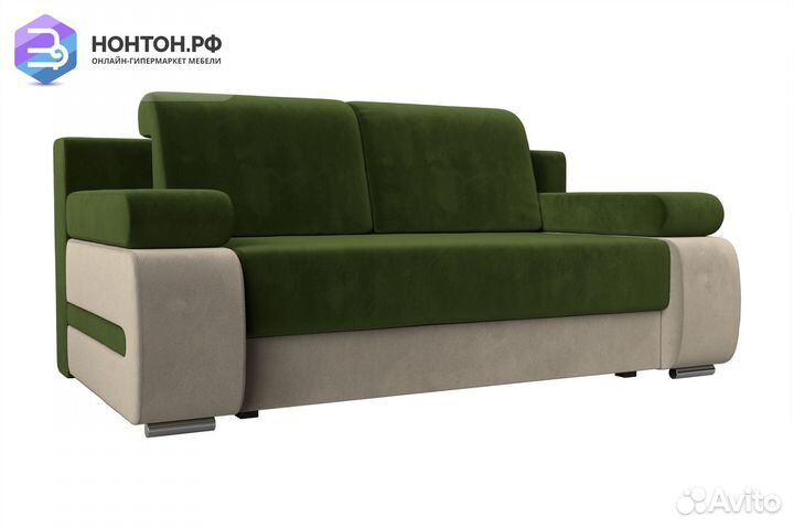 Диван еврокнижка Денвер микровельвет зеленый / беж