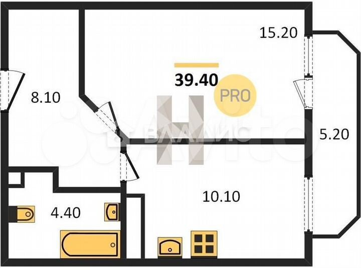 1-к. квартира, 39,4 м², 9/9 эт.