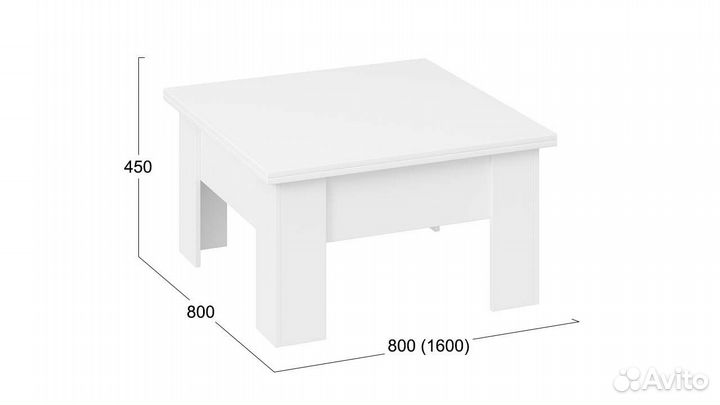 Стол журнальный тип 10 Белый Ясень