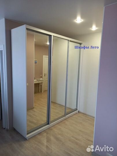 Шкаф купе 1800/2200/600, зеркало, белый