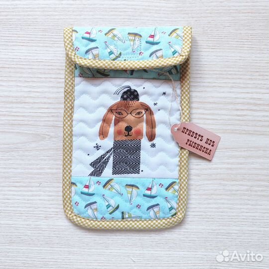 Чехол для телефона из хлопка Собака на прогулке