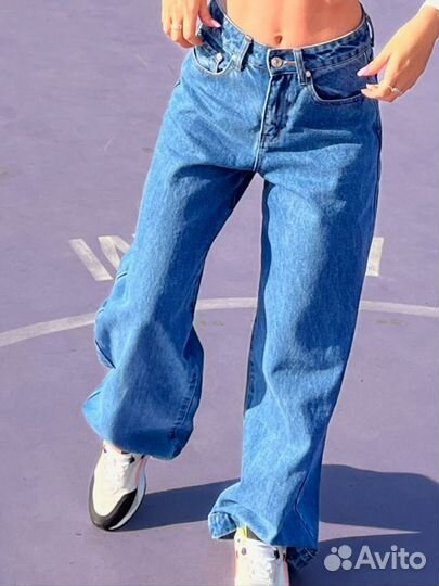 Джинсы женские широкие плотные xs s