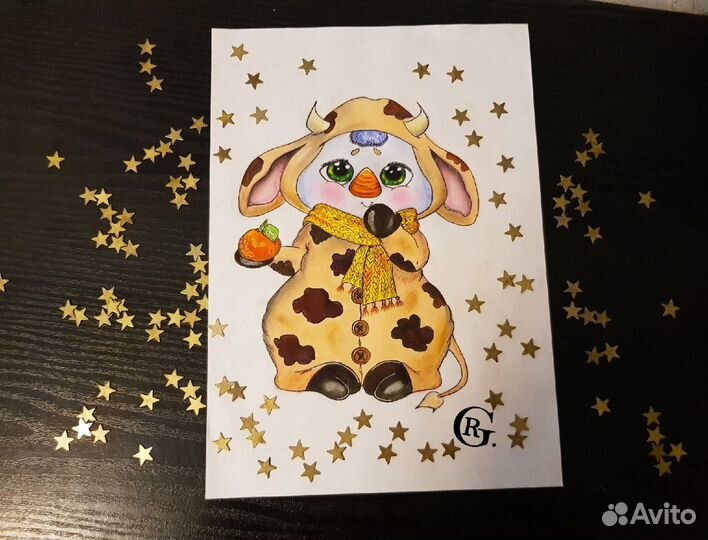 Новогодние иллюстрации (цифровые) с фоном и без