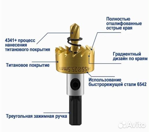 Набор коронок по металлу/стали HSS, 5 штук