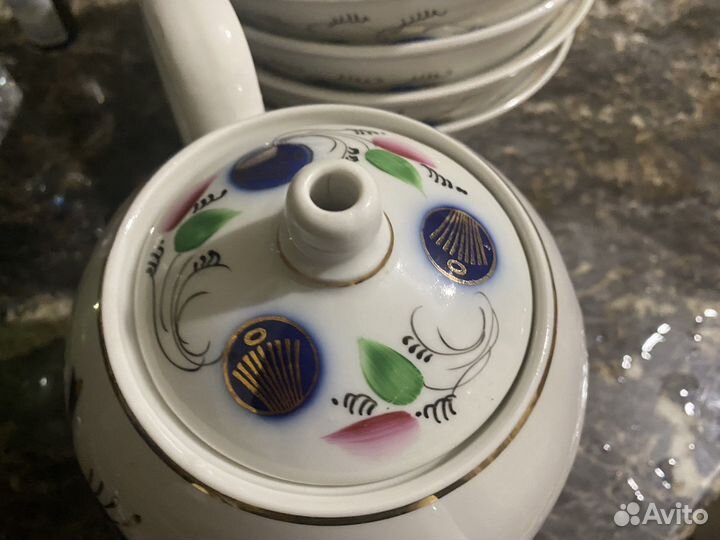 Заварочный чайник Виноград и пиалы 4 шт