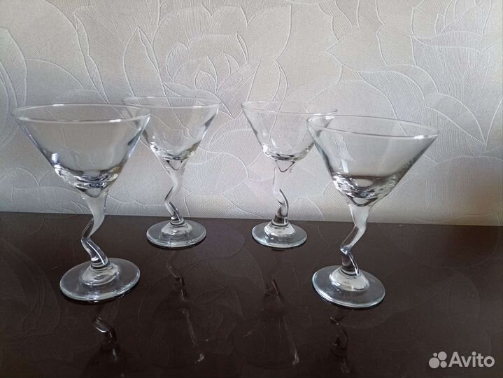 Бокалы под мартини, 200мл, 4шт, изогнутая ножка