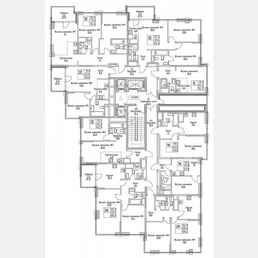 1-к. квартира, 42,2 м², 6/19 эт.