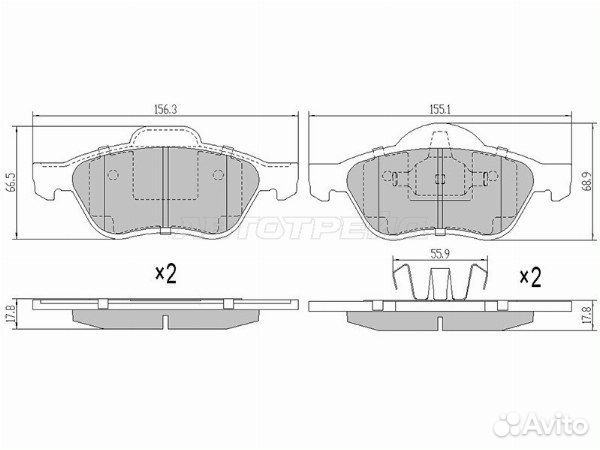 Колодки тормозные перед