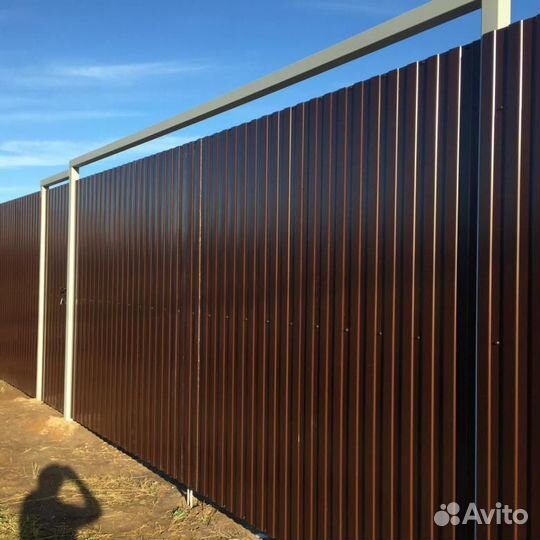 Забор из профнастила Откатные ворота