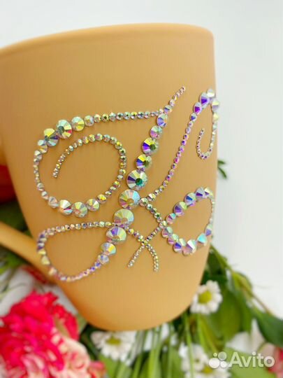 Кружка именная с кристаллами
