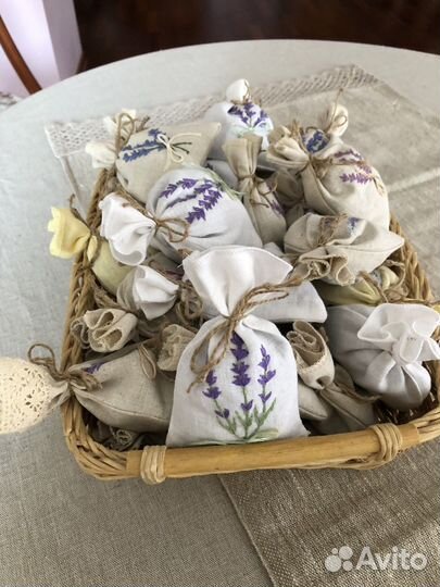 Льняные мешочки саше с лавандой