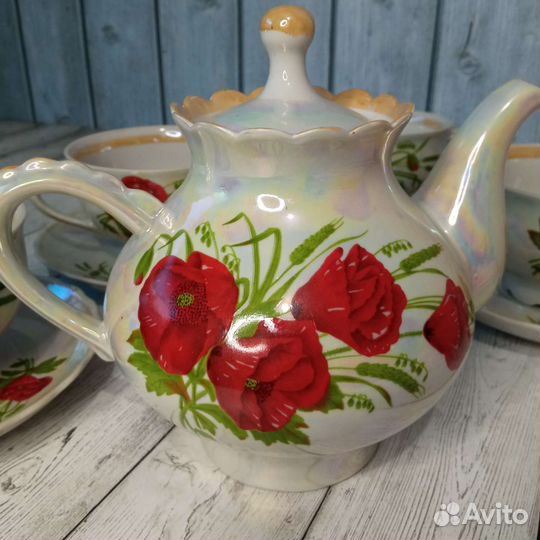 Фарфоровый чайный сервиз Маки СССР. Довбышский фз