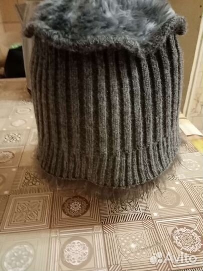 Шапка из чернобурки новая на вязаной основе