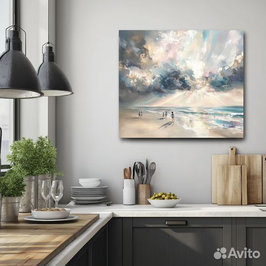 Картина маслом Дети на пляже