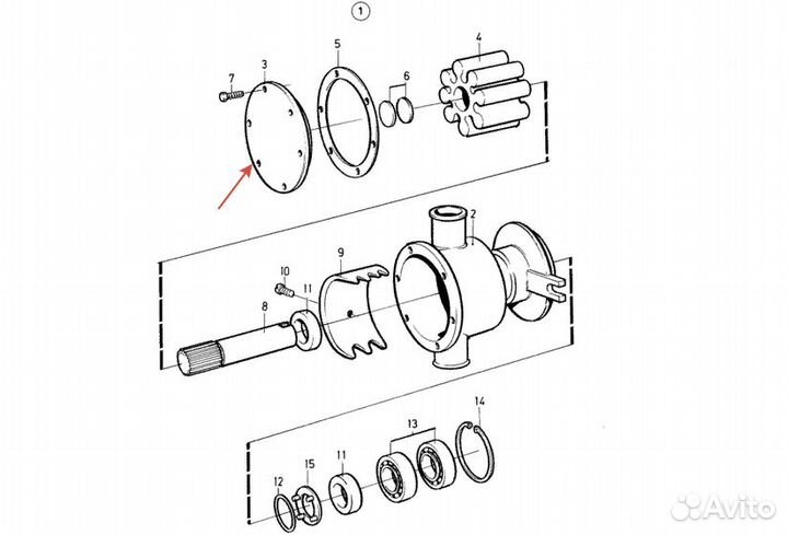 Крышка помпы забортной воды Volvo Penta