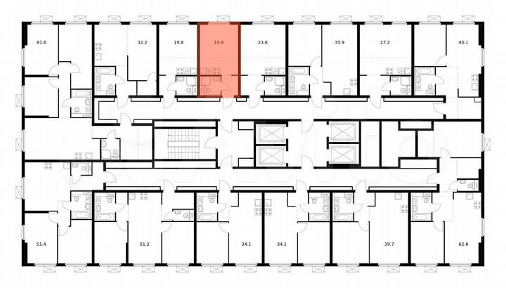 Квартира-студия, 19,8 м², 26/33 эт.