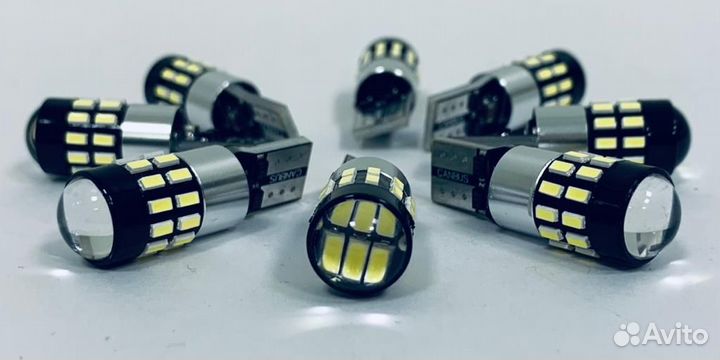 Автомобильная лампа T10 б/цок 30SMD w5w с линзой