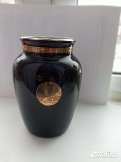 Ваза Гжель СССР кобальт с позолотой