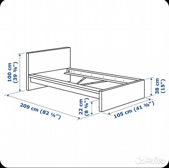 Кровать IKEA malm 90x200