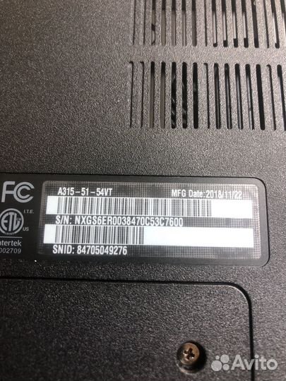 Acer Aspire 3 A315-51 разбор