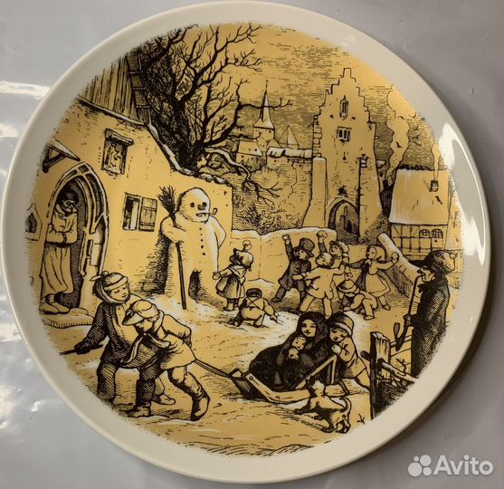 Немецкая Редкая Настенная Тарелка. Фарфор. Зима