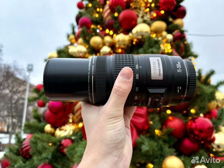 Объектив canon ef 75 300mm IS + UV фильтр + бленда