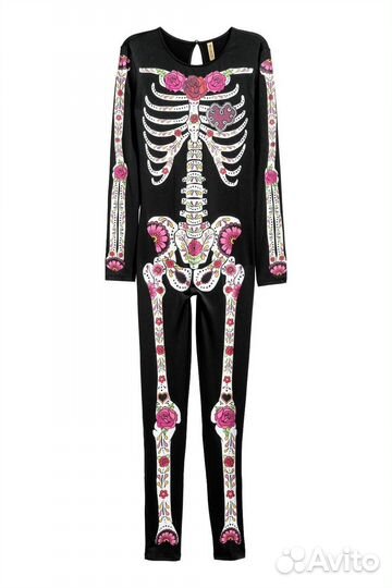 Костюм комбинезон и платье скелет hm