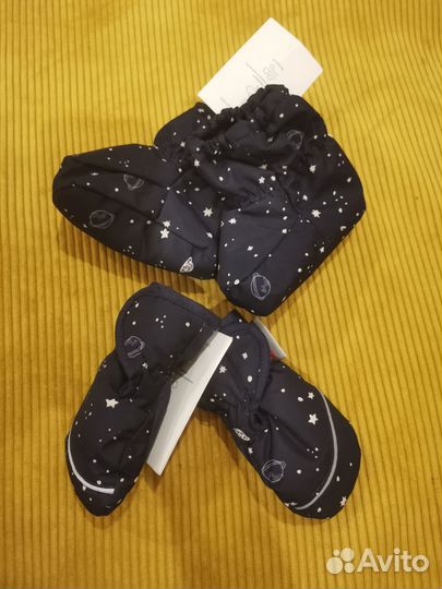 Варежки зимние детские крагги и пинетки