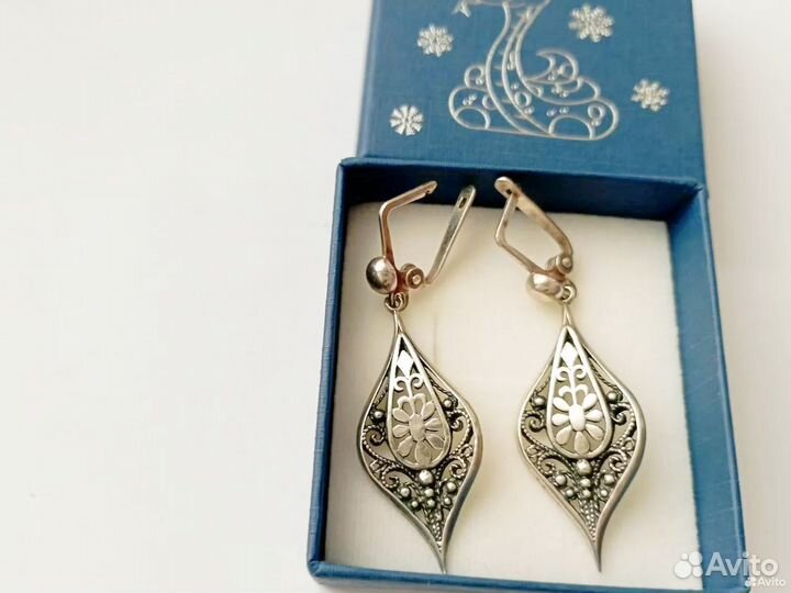 Серьги винтажные ажурные серебро времён СССР