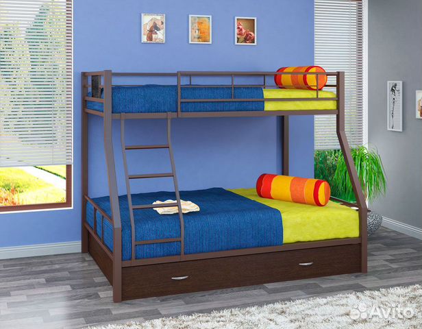 Двухъярусная кровать цвет коричневый