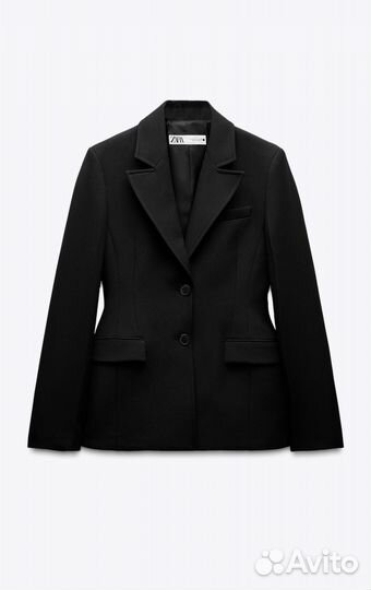 Пиджак приталенный zara черный 40 42 s
