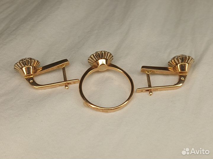 Золотой комплект ринго с бриллиантами 585 пробы