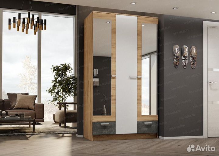 Распашной шкаф с зеркалом Адель 1,2