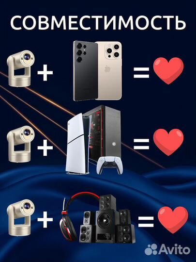 Проектор для фильмов, full HD 4K, Встроенные динам