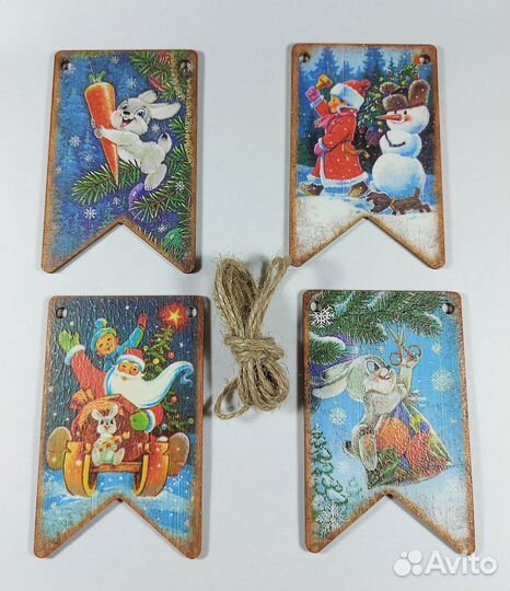 Флажки на елку в ящике Елочное украшение Зарубин