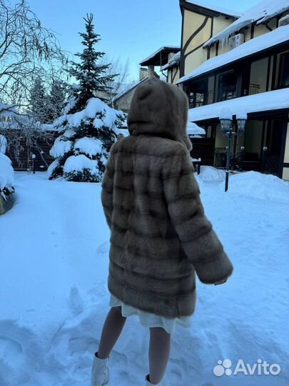 Шуба норковая беж хамелеон миди /мини 42-44