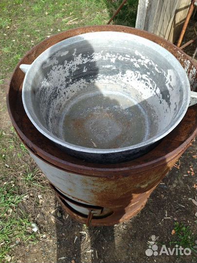 Печка буржуйка на дровах с казаном