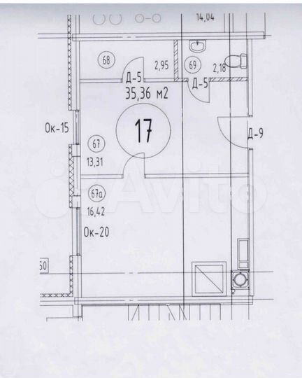 Апартаменты-студия, 42 м², 1/7 эт.