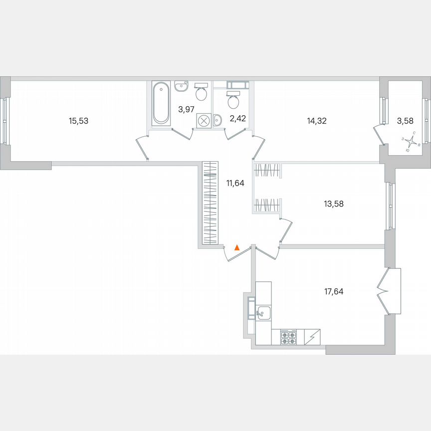 3-к. квартира, 80,9 м², 2/4 эт.