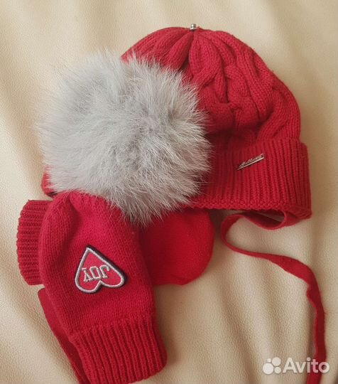 Комплект шапка, варежки