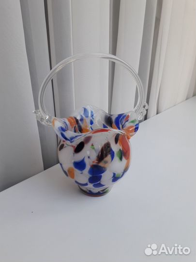 Ваза конфетница СССР цветное стекло