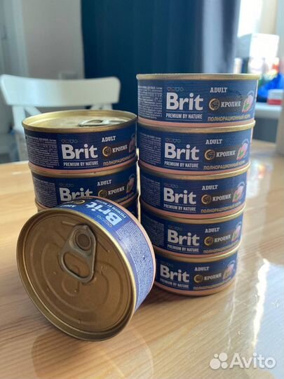 Кошачий корм Brit 10 шт. (Паштет с кроликом)