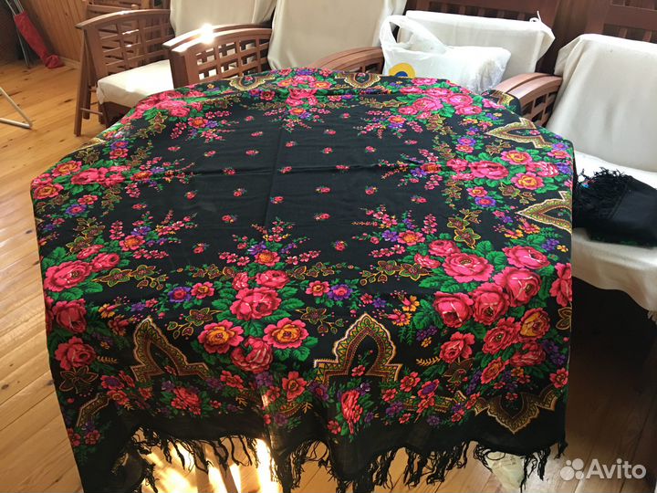 Павловопосадский платок шаль шерсть 1990 г