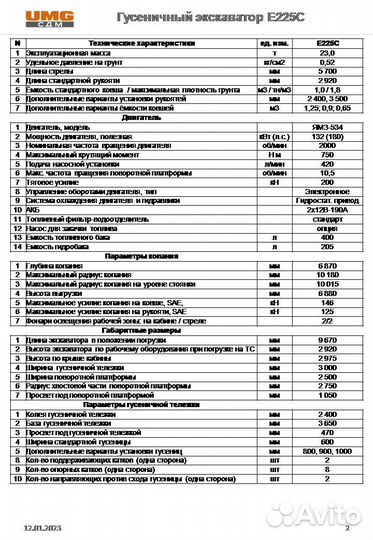 Гусеничный экскаватор UMG E225C, 2023