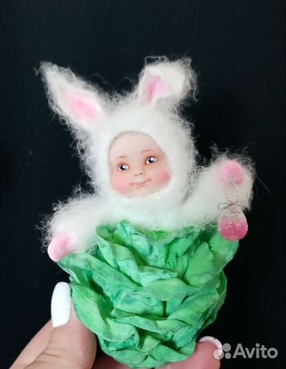 Ватная игрушка Зайчик в капусте