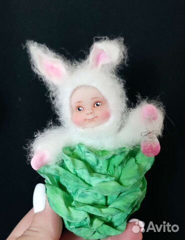 Ватная игрушка Зайчик в капусте